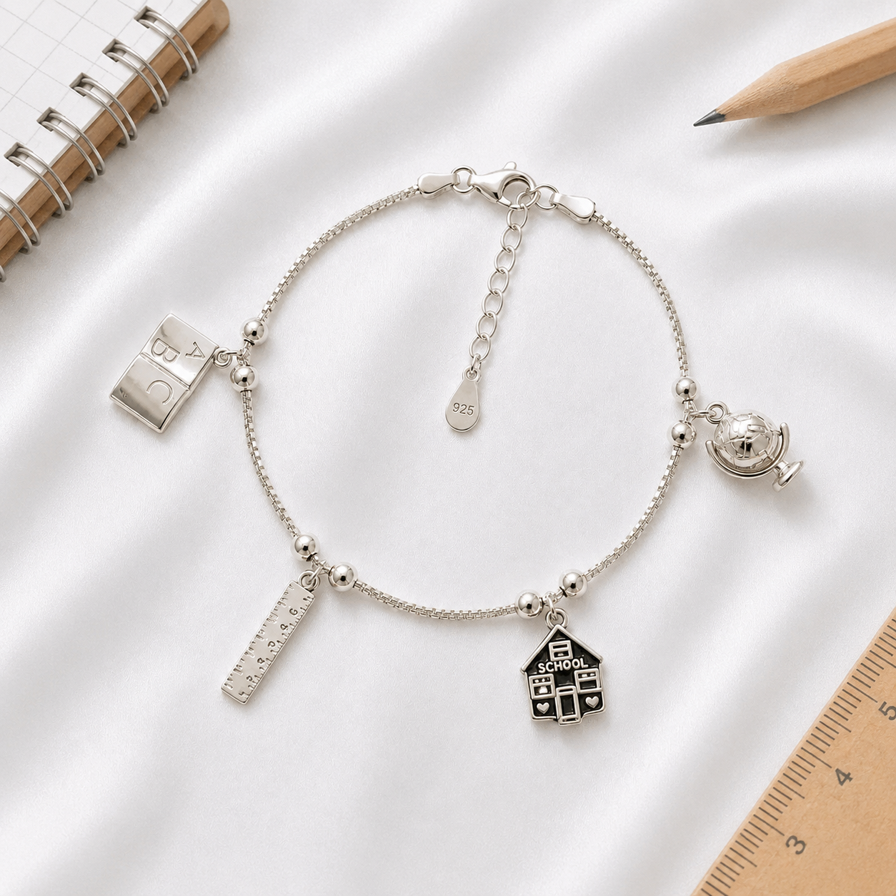 Pulsera Maestra de Plata 925 con Dijes – Aula