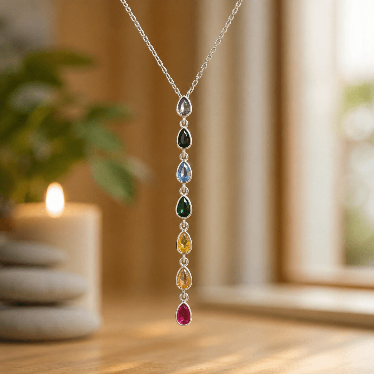 Collar 7 Chakras de Plata 925 con Cristales – Prisma