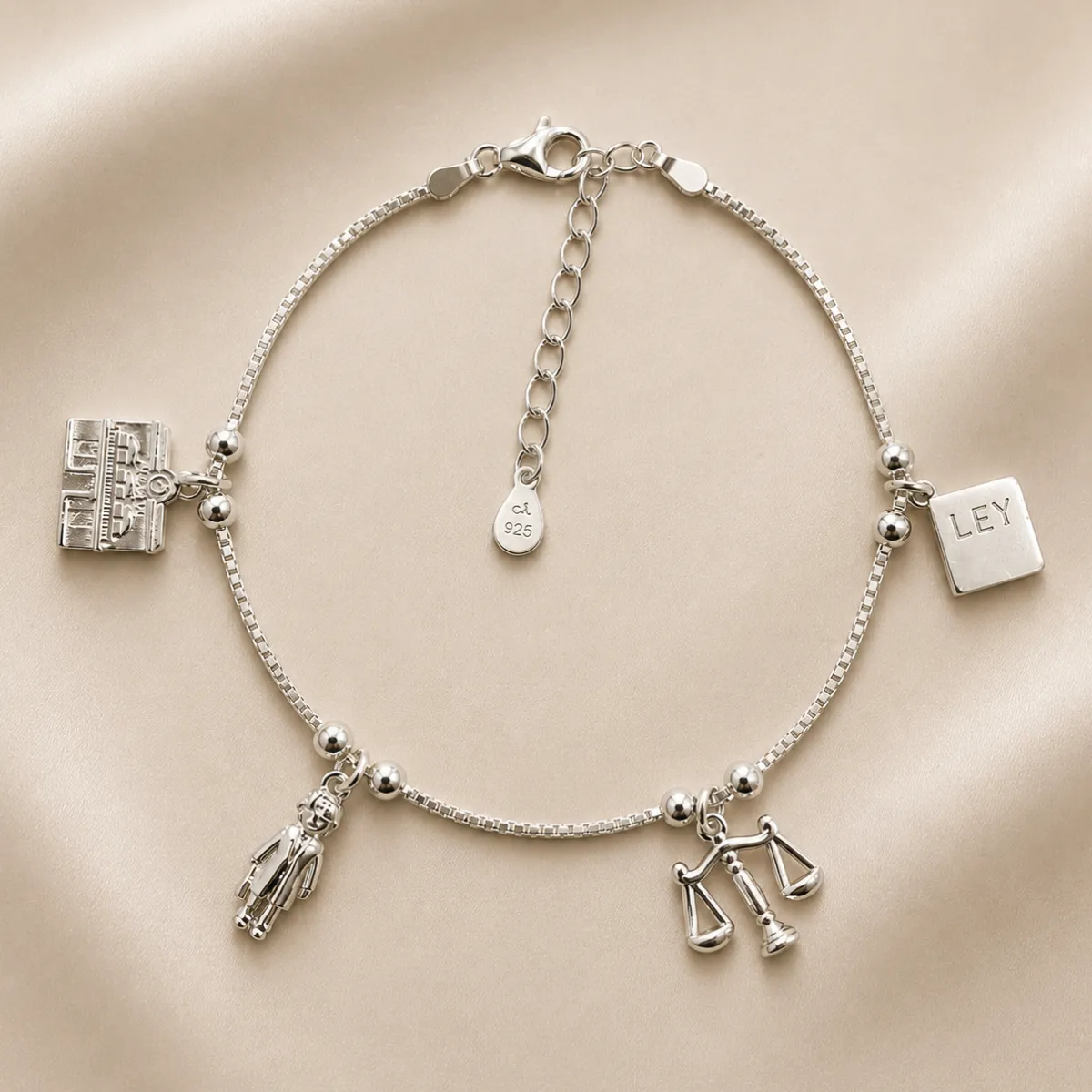 Pulsera Plata 925 Dijes Abogada - Justicia 