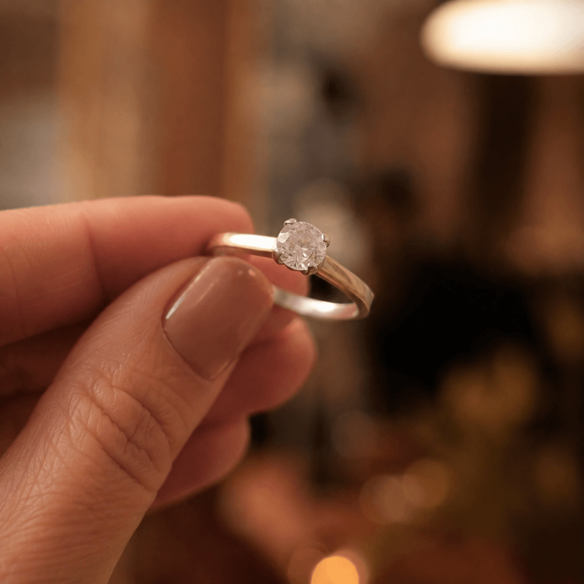 Anillo de Compromiso de Plata 925 con Cubic Solitario – Promesa  Nombre fantasía: Promesa